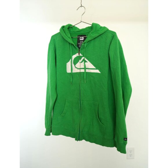 Vintage Quicksilver Logo Embroidered Full Zip Hooded Jacket Green Medium Men's - Picture 1 of 7